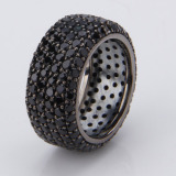 Fashion Jewelry Ring with Black Czs and Black Plating (WR0013)